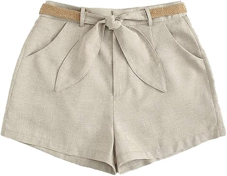 high waisted belted shorts