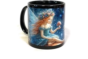 Fairy with Mushrooms Ceramic Coffee Mug, 325 ml 11 oz, Microwave and Dishwasher Safe