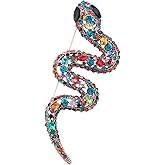 Rhinestone Snake Brooch Pin Cubic Zirconia Colorful Crystal Animal Pins Clip Lapel Sweater Collar Scarves Dress Jackets Badge Brooches Pins for Women Girls Delicate Exaggerated Jewelry Gifts