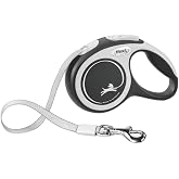 FLEXI&reg; Comfort Tape Retractable Dog Leash, Medium, 16 ft - Grey/Black | German engineered, original flexi leash, durable quality for dogs up to 55 lbs, tangle-free, walking, reliable brake system