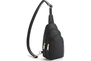 Telena Sling Bag for Women Leather Fanny Pack Crossboday Bags Sling Backpack for Women Black