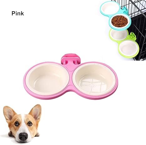 Tineer Pet Feeder Hanging Cage Dog Bowl Removable Water Food