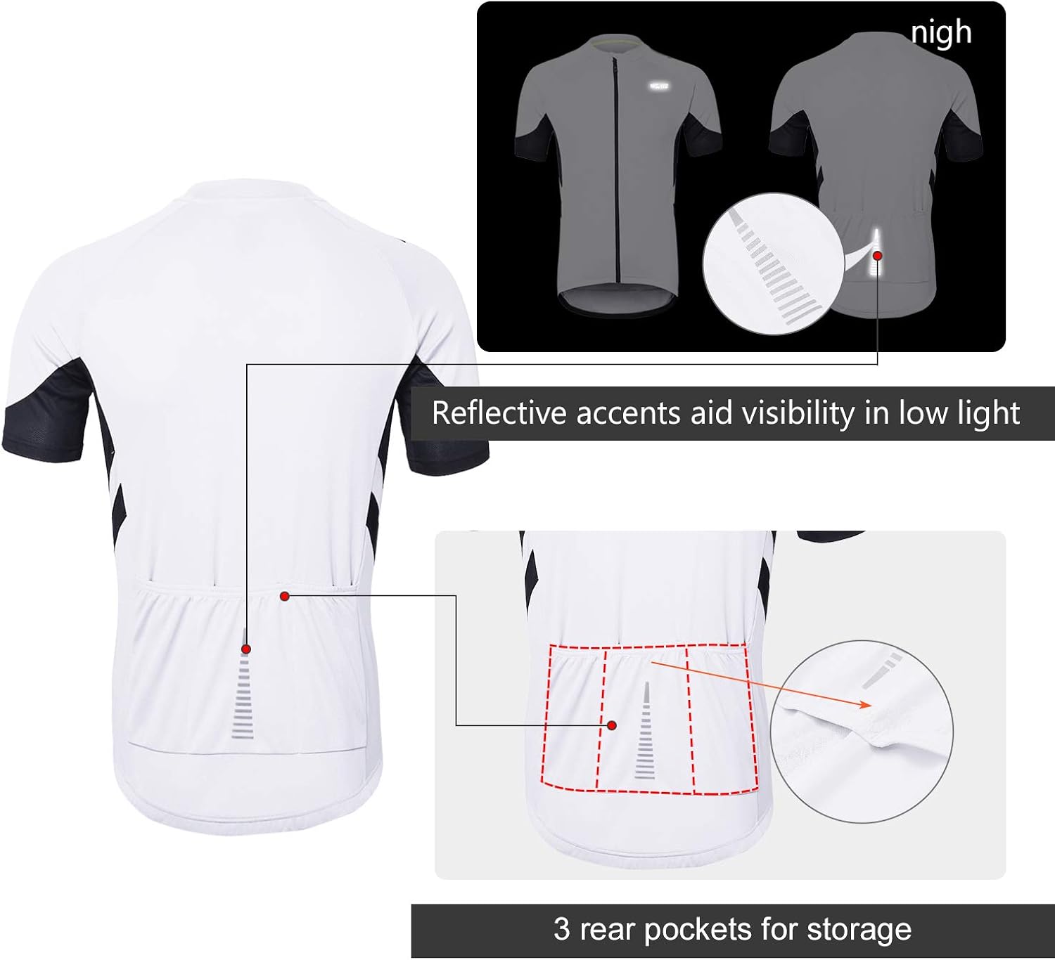 ARSUXEO Men's Short Sleeves Cycling Jersey Bicycle MTB Bike Shirt 636: Clothing