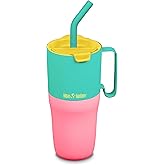 Klean Kanteen Rise Insulated Tumbler - Reusable Tumbler for Quick Hydration - Stainless Steel - Vacuum Insulation - Dishwasher-Safe - BPA-Free - Straw Lid - 26 oz - Turquoise Kaleidoscope