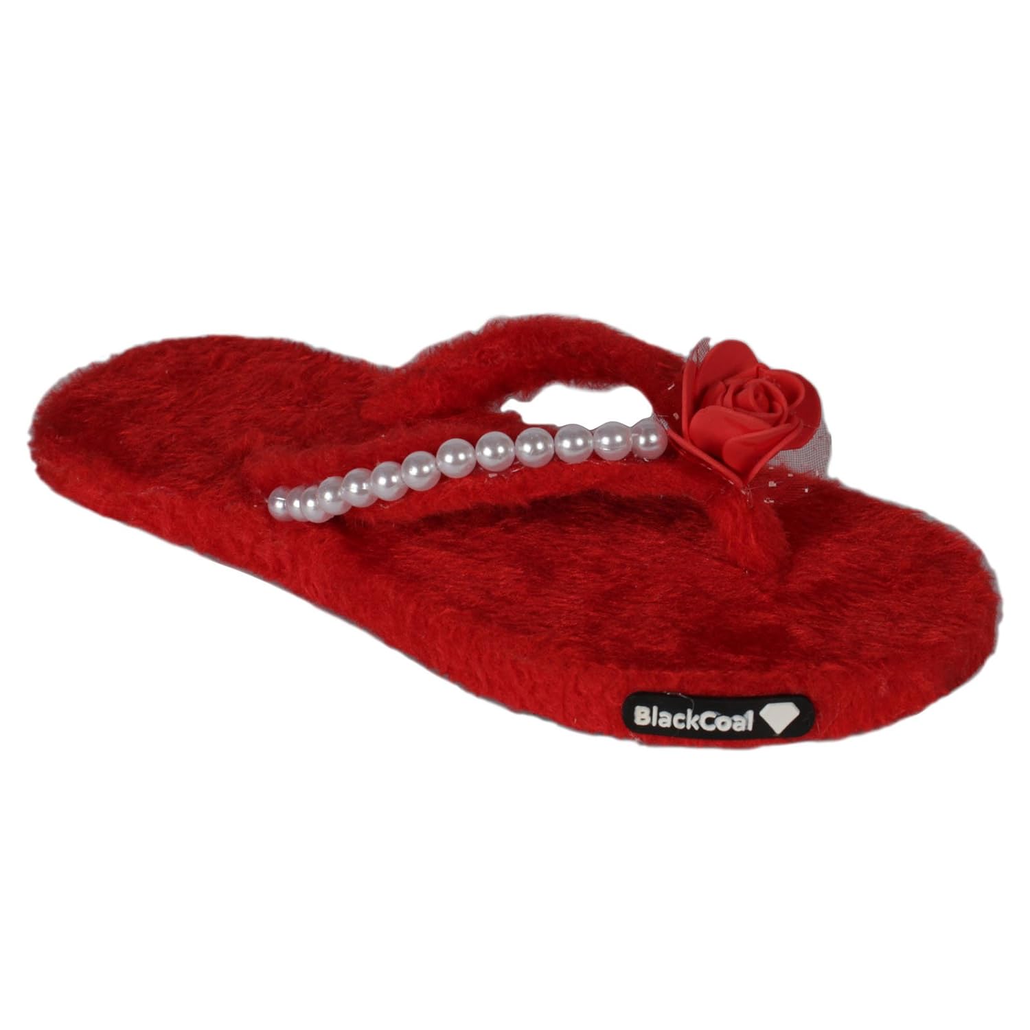 blackcoal women slipper girls casual fur flip- flops & house slippers ffw157