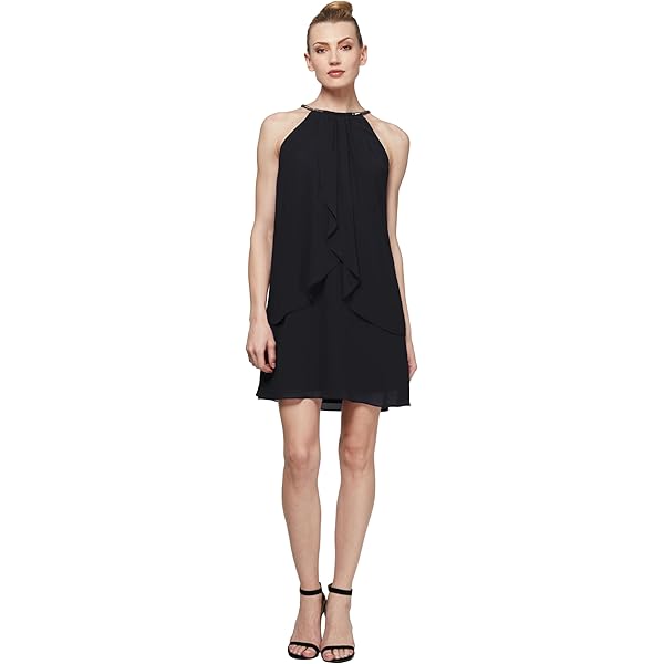 Amazon.com: S.L. Fashions Women's Jewel Halter Neckline Cocktail Dress, Wedding  Guest, Perfect Party Dress,(Petite and Regular Sizes), Black Hi-Low, 6 :  Clothing, Shoes & Jewelry