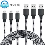 Micro USB Cable, Celltronics USB to Micro USB Android Charger Cord, High Speed Charging Cable for Samsung S7, Android Smartphones, Tablets, MP3 and More Black 6ft