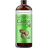 Natural Riches Organic Castor Oil - Cold Pressed and USDA Certified for Dry Skin and Hair - Moisturizes and Helps Growth for 