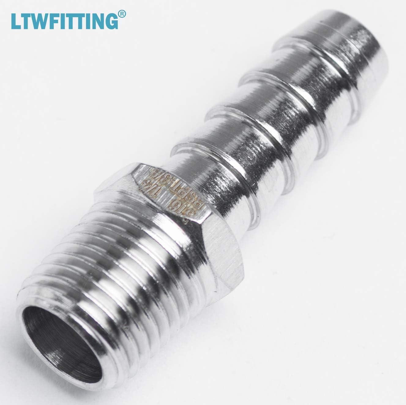 LTWFITTING Stainless Steel 316 Barb Fitting Coupler/Connector 1/4-Inch Male BSPT x 3/8-Inch(10mm) Hose Barb Fuel Gas Water (Pack of 5) - Image 3