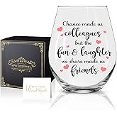 Perfectinsoy Chance Made Us Colleagues Wine Glass with Gift Box, Coworker Gifts for Leaving Farewell, Birthday Gifts for Coworkers, Friends, Office Gift Idea for Coworker, Best Friend or Boss Lady