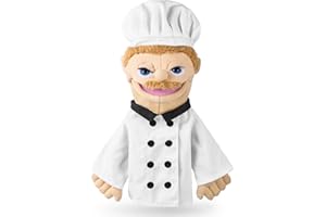 ZJOEY Role Play Hand Puppets Hand Plush Chef Doctor Fireman Pirate Detective Athlete Nurse Worker Hand Puppet Toys Puppets for Kids Storytelling Imaginative Pretend Play Teaching Preschool(Chef)
