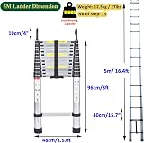 Royalswill 5M Telescopic Ladder with Hooks 16.5FT Aluminium Extension Ladder view 7
