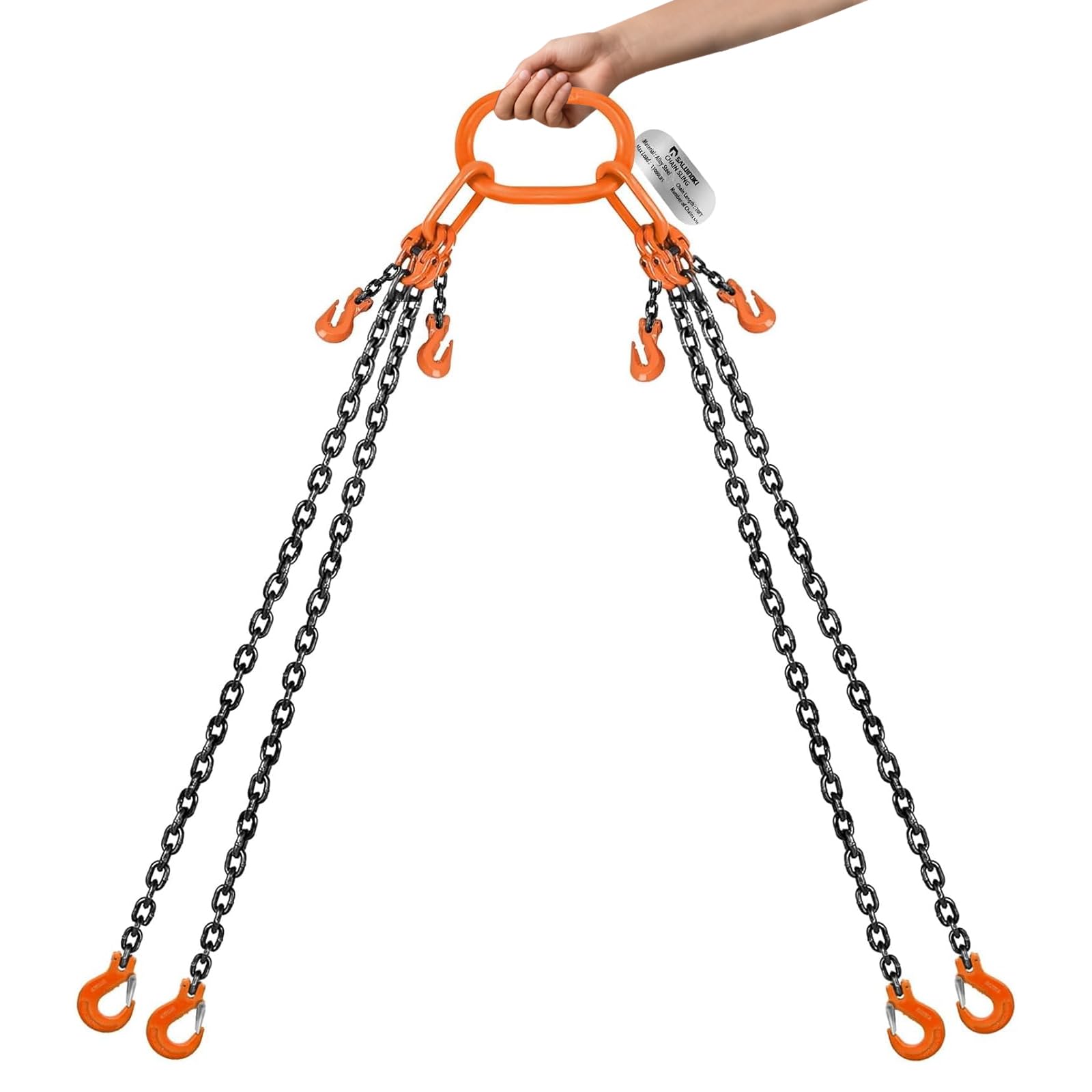 Photo 1 of SALUINOKI 4 Chain Lifting Sling 5/16 inch x 10 Foot 11000 lbs with Gloves, Lift Chains Rigging with Hooks