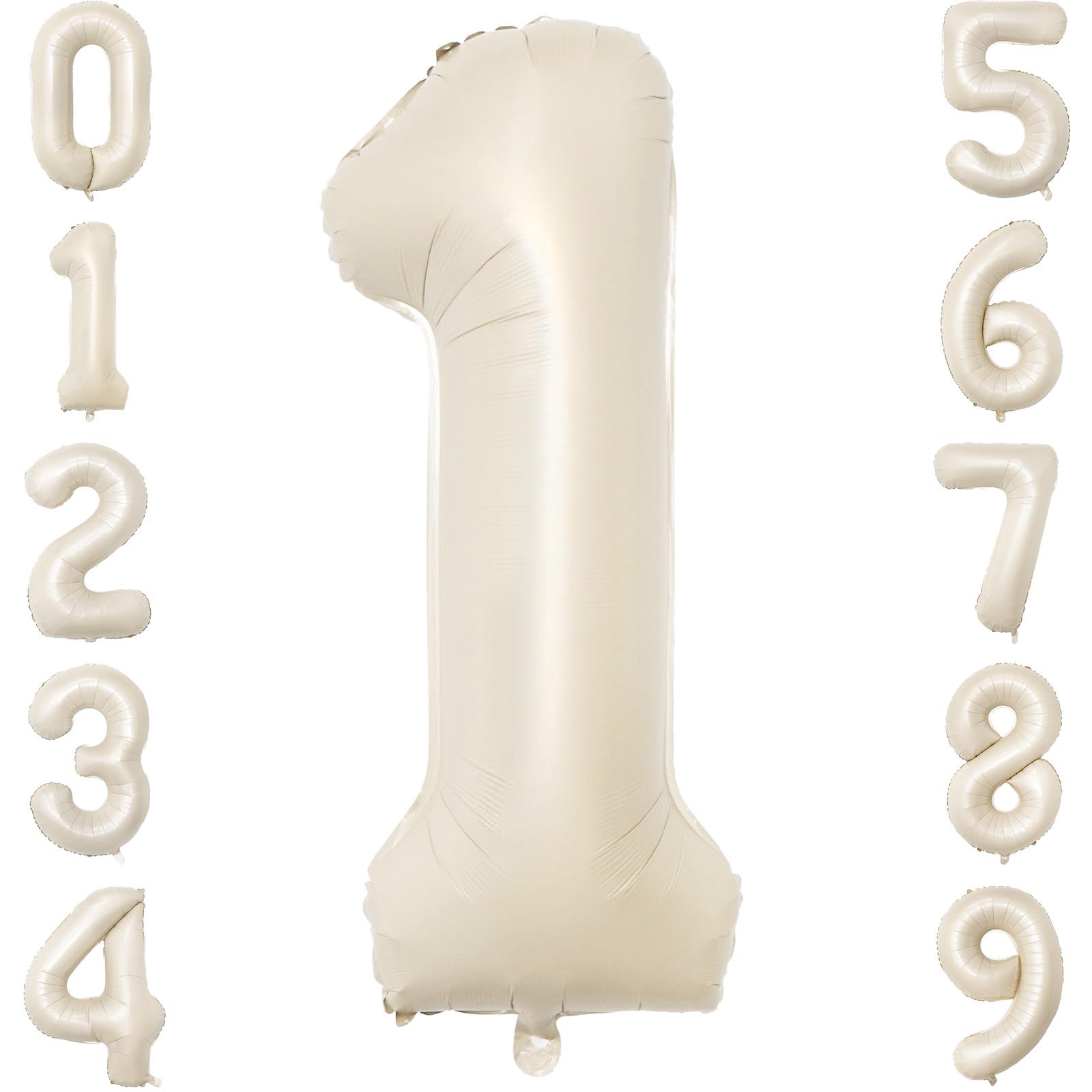 Photo 1 of PatiCool 40 Inch Beige Number Balloon 1, Large Cream Number Foil Mylar Balloons for Birthday Party Celebration Decorations Supplies, Digital Balloons for Wedding Anniversary Events Decorations