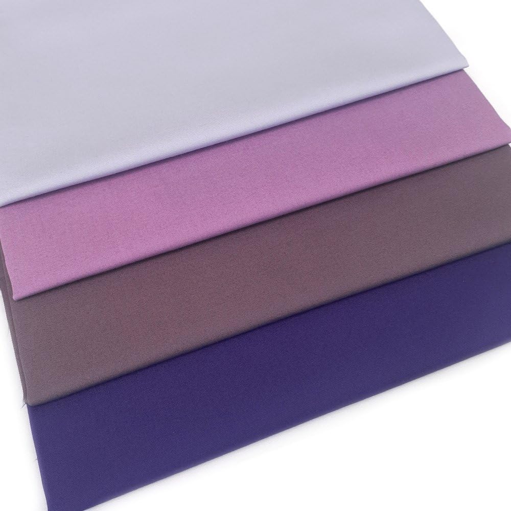 Solid Purples Fat Quarter Bundles of 100% Cotton Poplin Fabric Plain Colours in Different Shades - Sewing Cuts (Purple)