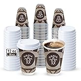 SBRIA 50 Pack 12 oz Double Wall Paper Coffee Cups with Lids & Sleeves Leak-Free Insulated Disposable To-Go Cups for Hot & Cold Drinks Perfect for Office, Home, Café & Events