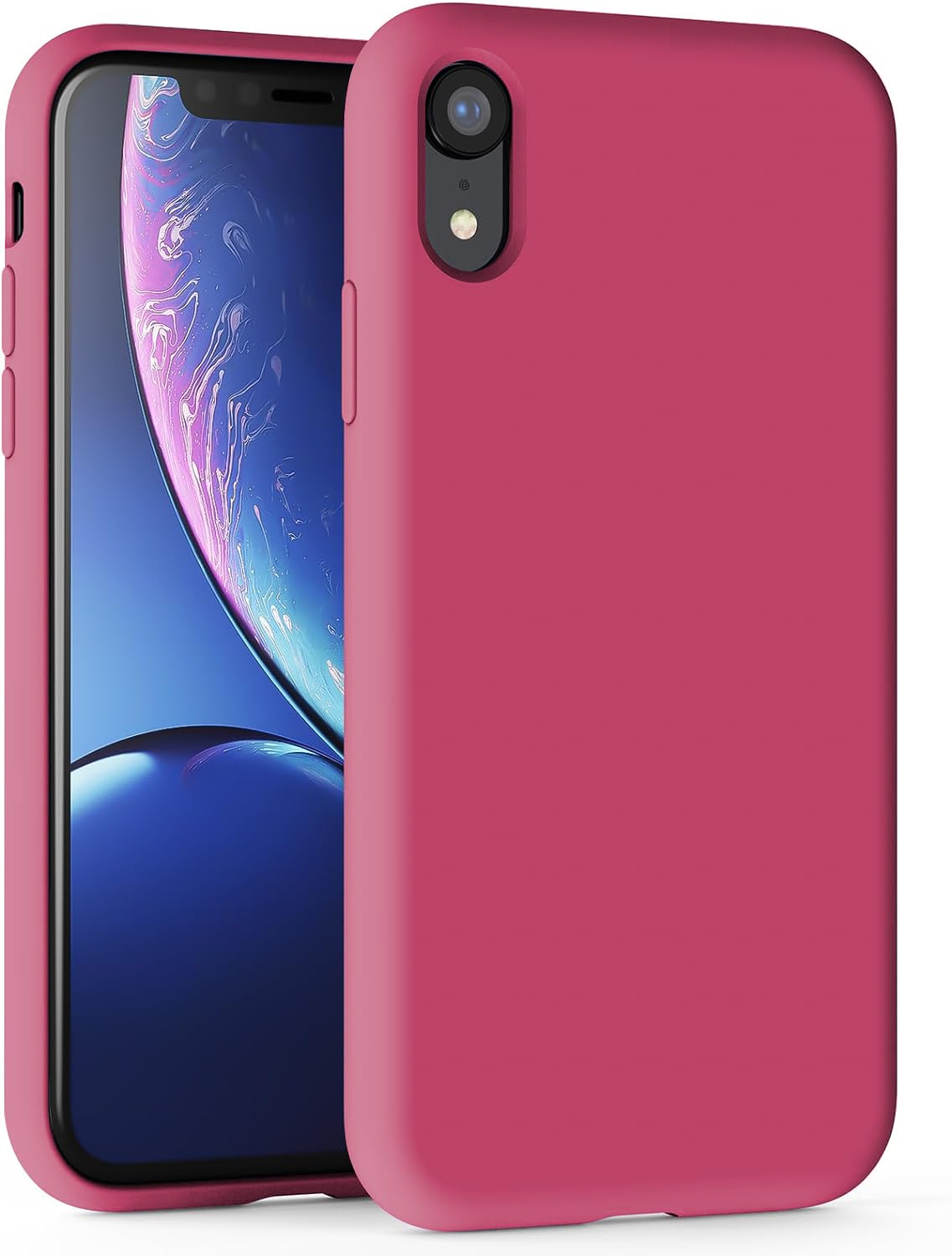 TAXXOE Silicone Case with iPhone XR Case Soft Ultra Slim Protective Shockproof Liquid Silicone Phone Case,Anti-Scratch Microfiber Lining，6.1 inch-Bright Pink — image 1