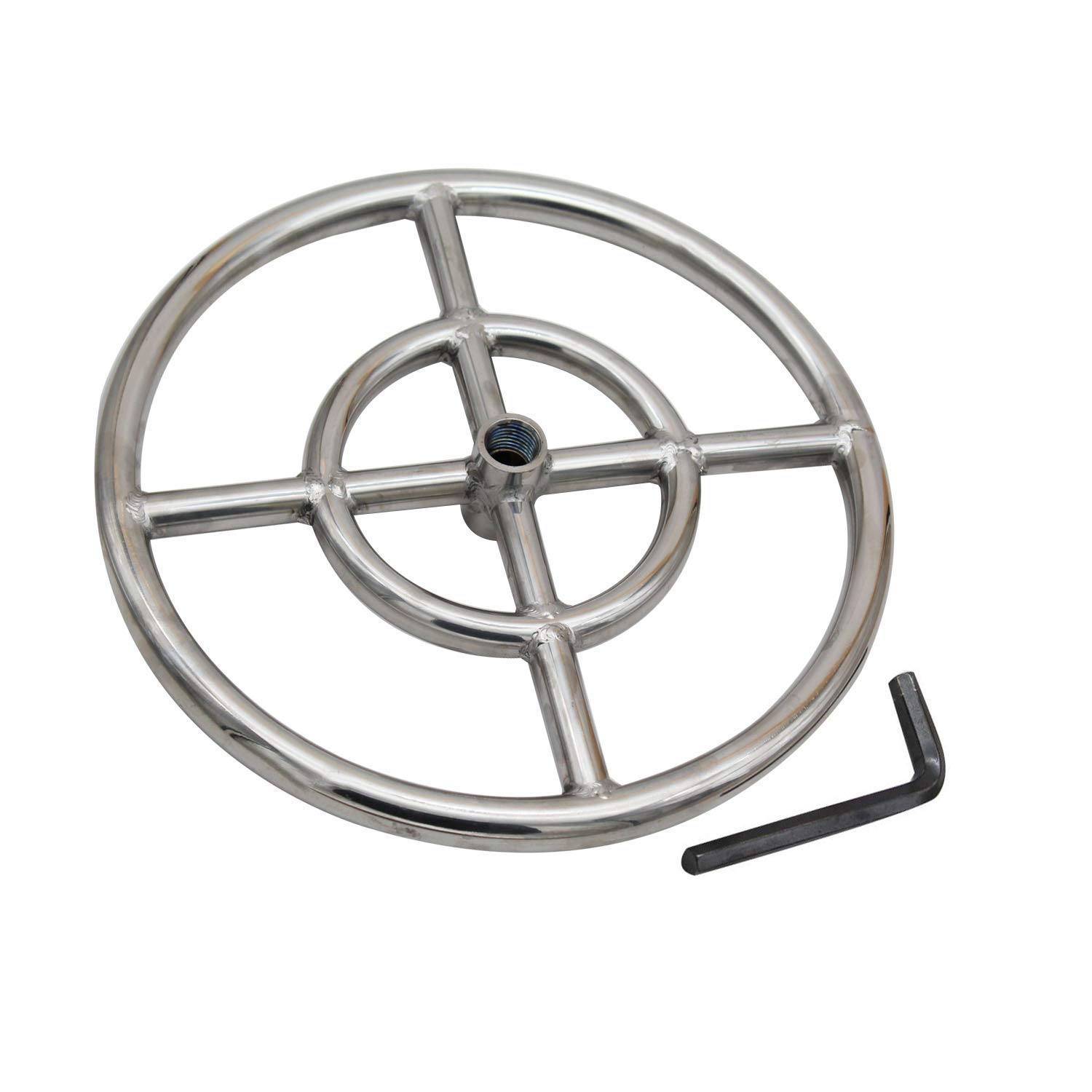Meter Star 12 Inches 304 Stainless Steel Propane Fire Pit Ring Burner,Fireplace Max 50,000BTU