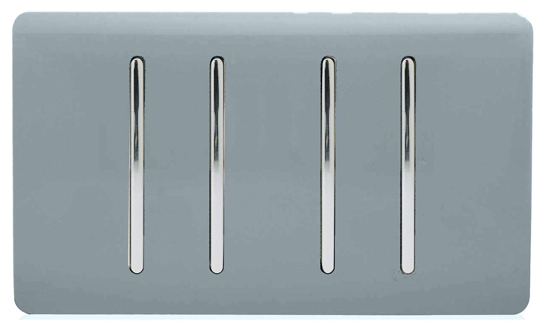 Trendi 4 Gang (2 Way & 1x Intermediate) Glossy 10 Amp Rocker Light Switch Cool Grey
