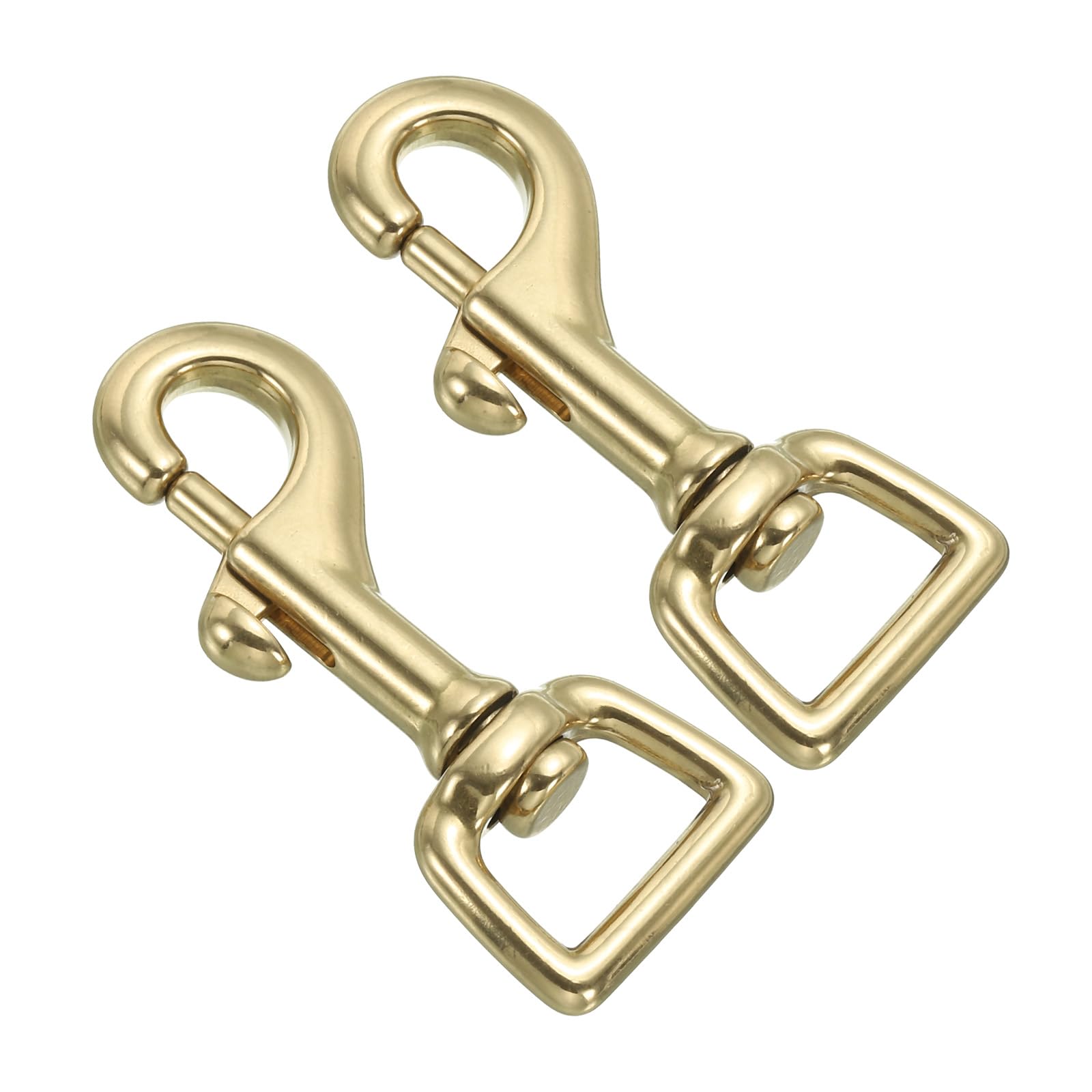 PATIKIL Lobster Clasp Keychains, 2Pcs 5/8 Inch Pure Brass Oval Lobster Clasps Swivel Trigger Snap Hook Purse Lanyard Clips for DIY Leather Craft