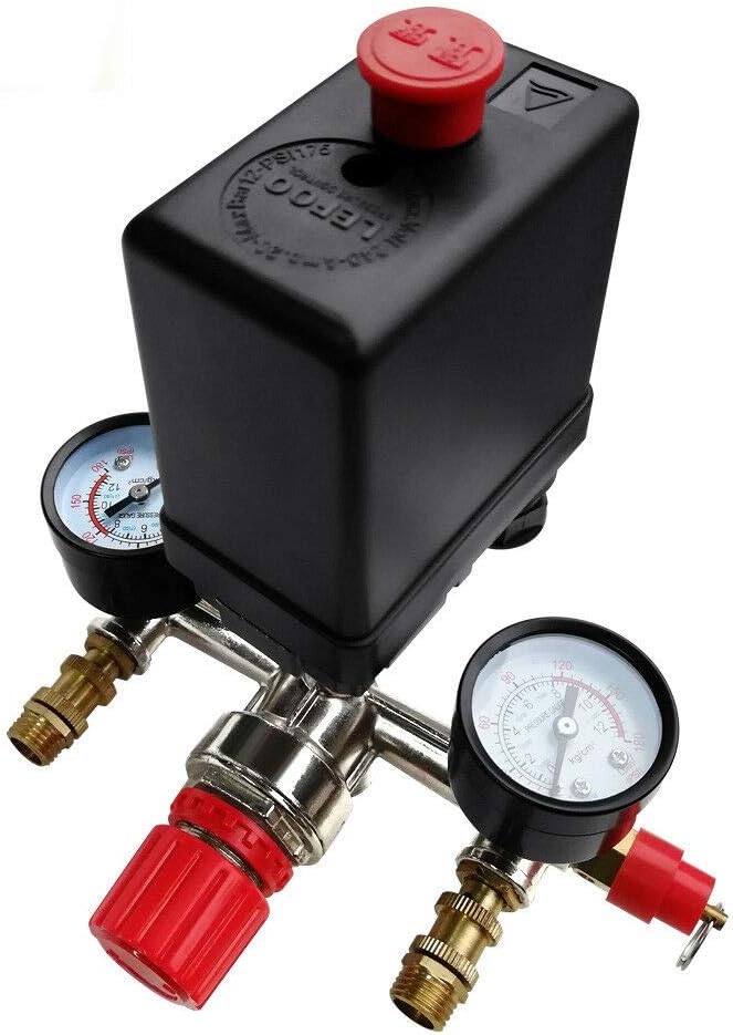 Richman789 Switch Control Valve Regulator Pressure Compressor Air Gauges Manifold Relief 90 120psi