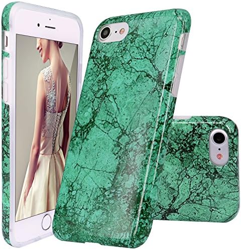 iPhone 7 Case, NVHANZ Green Marble Design Clear Bumper TPU Soft Case Rubber Silicone Skin Cover for Normal 4.7 inches iPhone 7