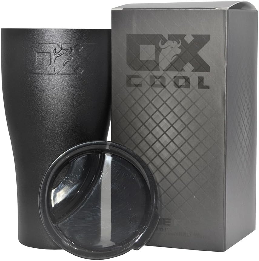 OX Cool Tumbler [20 Oz. Double Wall Vacuum Insulated] Travel Mug [Matching Tinted Lid] Coffee Beer Wine Cup For School, Office, Home, Outdoor - Awesome for Iced & Hot Beverages