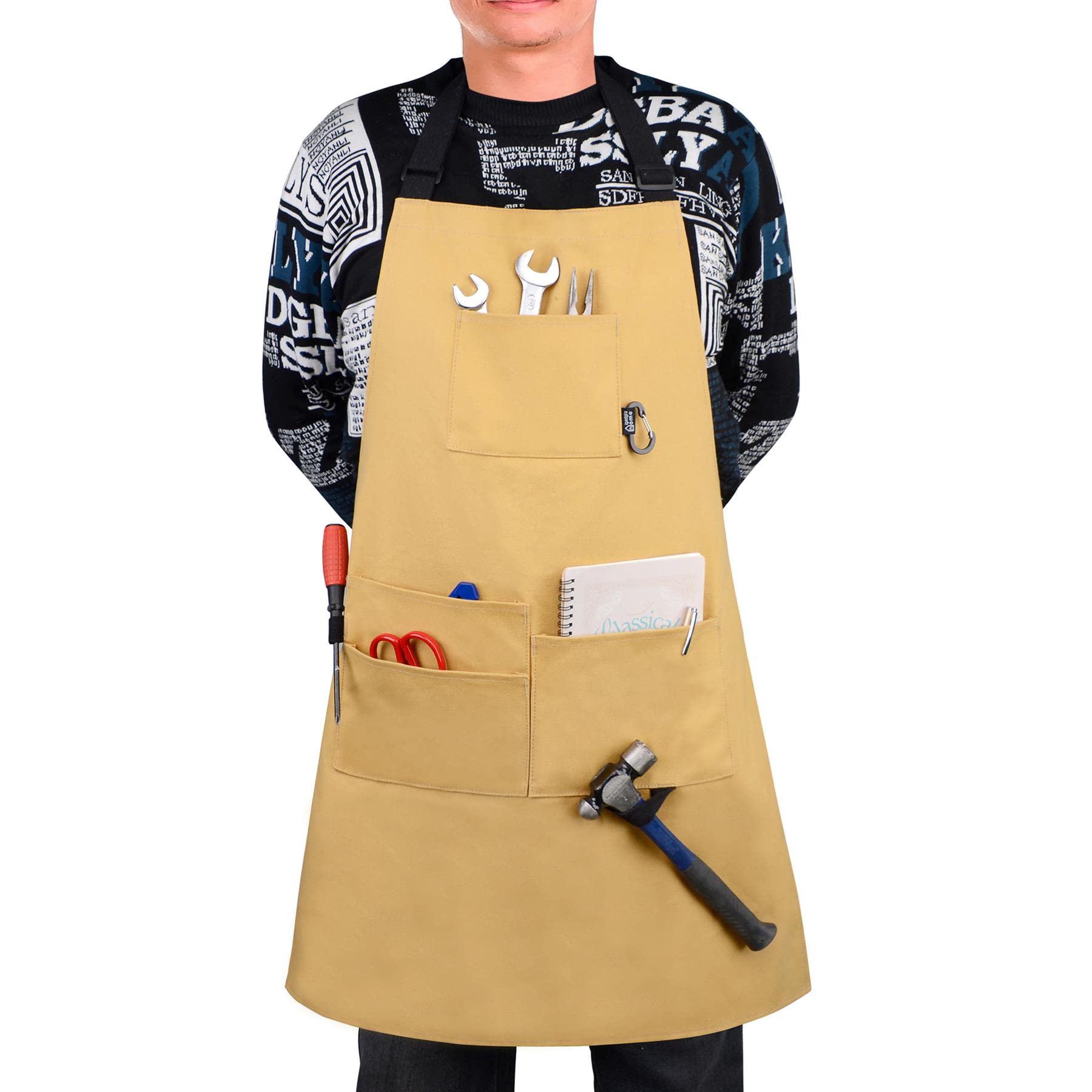 igadgitz home U7240 Unisex Waxed Canvas Apron, Water-Resistant Heavy-Duty Canvas Apron - Sand