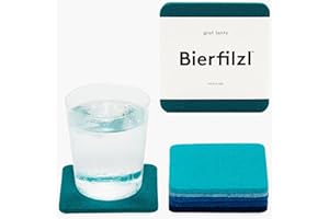 Graf Lantz - Bierfilzl Merino Wool Square Coasters Set of 6 - Ocean (4"x4"x5mm) - Absorbs 30% of Weight - Natural German Wool - Heat Resistant, Sustainable, Reusable - Home Decor & Coffee Table Decor
