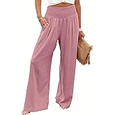 ANRABESS Women Linen Palazzo Pants Summer Boho Wide Leg High Waist Casual Lounge Pant 2026 Beach Travel Vacation Outfits