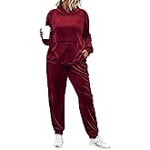 IN'VOLAND Plus Size Sweatsuits Set for Women 2 Piece Velour Tracksuit Fall Outfit Pullover Hoodie and Sweatpants with Pockets