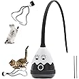 Petcronies Cat Wand Toy, Automatic Silicone Tail Teaser Toy 2 in 1, Electronic Interactive Cat Toy for Indoor Cats, Rechargeable Exercise Toy for Kitten-Black
