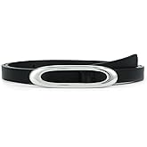 HOTWILL Women Skinny Belt for Jeans Dresses Thin Waist Ladies Faux Leather Belts with Gold Buckle