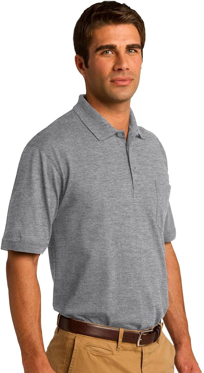 Port & Company 5.5-Ounce Jersey Knit Pocket Polo Shirt: Clothing