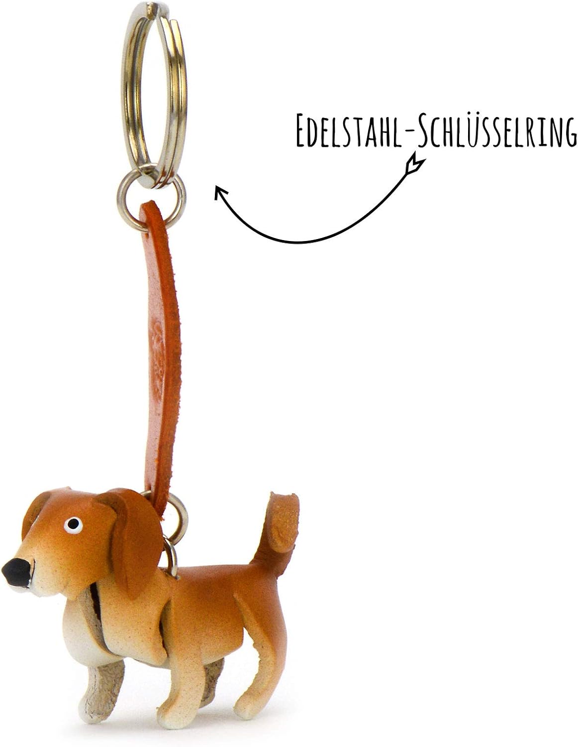 MONKIMAU Leather Keyring Labrador Retriever Dog, Orange, S - Image 5