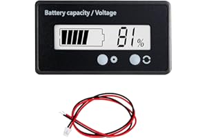 JUSTTOP LCD Battery Capacity Monitor Gauge Meter, 12V 24V 36V 48V Lead Acid Battery Status Indicator Voltmeter, Waterproof Li