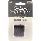 The Beadsmith S-Lon Heavy Nylon Cord &ndash; Black Color &ndash; TEX400, .9mm Diameter, 35 Yard Spools &ndash; for Stringing Beading Crochet, Micro-Macrame Jewelry &amp; Kumihimo Projects
