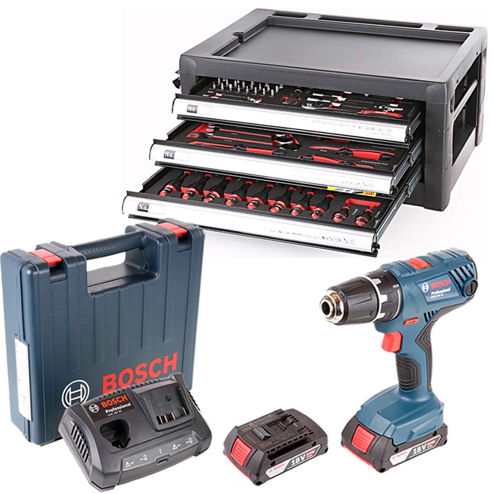 Bosch Gsr18v 21 Drill Driver Kit With Box 3 Drawers Lockable