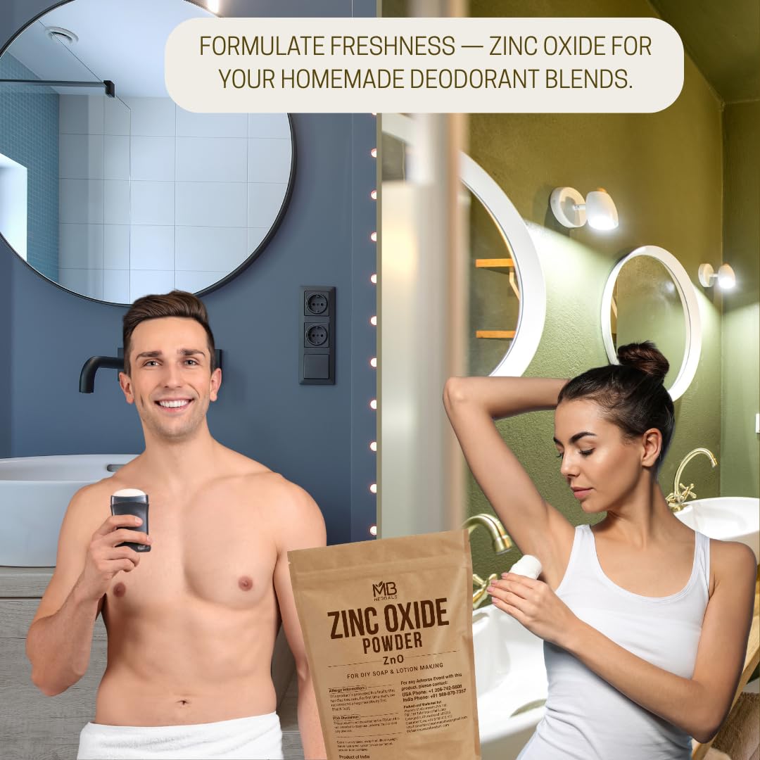 MB Herbals Zinc Oxide Powder 3.5 oz | Uncoated & Non-Nano | For DIY Sunscreen Lotion & Cream