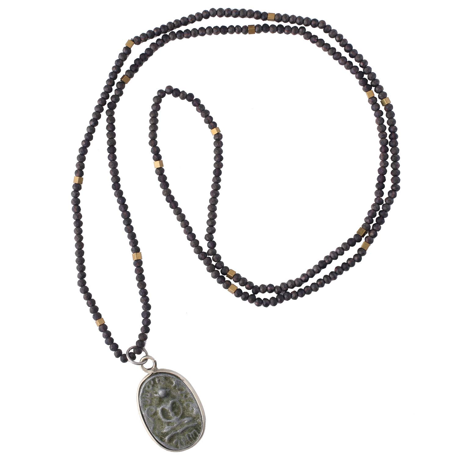 KELITCH Crystal Beaded Necklaces Buddha Pendant Long Chain Necklaces Yoga Statement Necklaces Lucky Jewelry (Dark Gray C) โ image 1