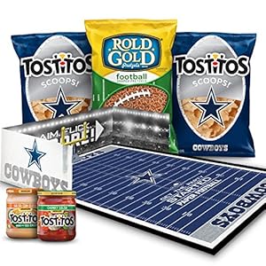 Image of Dallas Cowboys NFL Party Box, Tostitos Chips & Dips and Rold Gold Pretzel Snacks