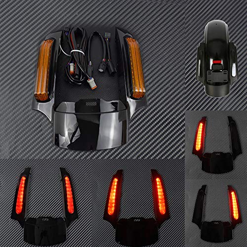REBACKER Motorcycle Rear Fender Fascia LED Light For Harley Touring Road Glide Street Glide Electra Glide Road King Ultra Limited 14-2019 Gloss Black
