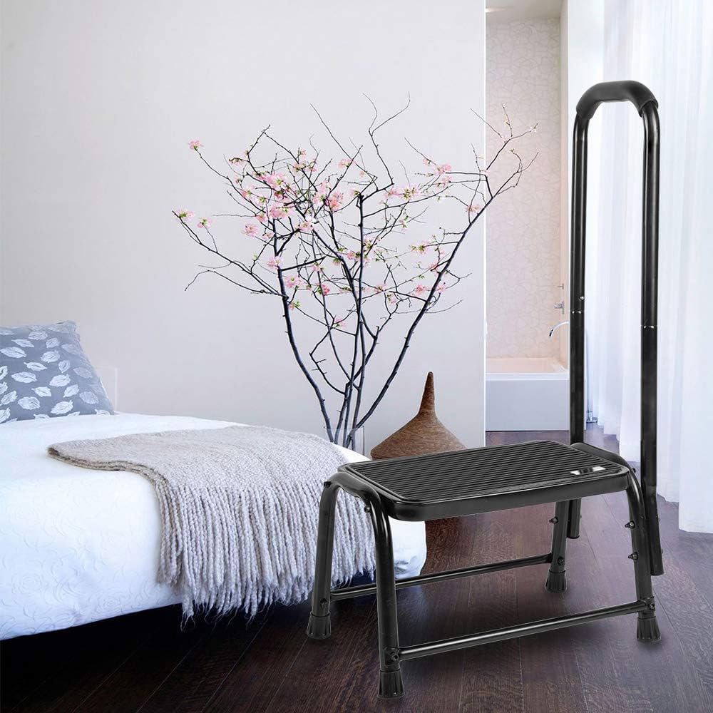 Leekpai Step Stool with Handle for Adults，Seniors Heavy Duty Holds 330 lbs.Stepping Stool for Elderly Adults, Attractive Black for Kitchen: Health & Personal Care