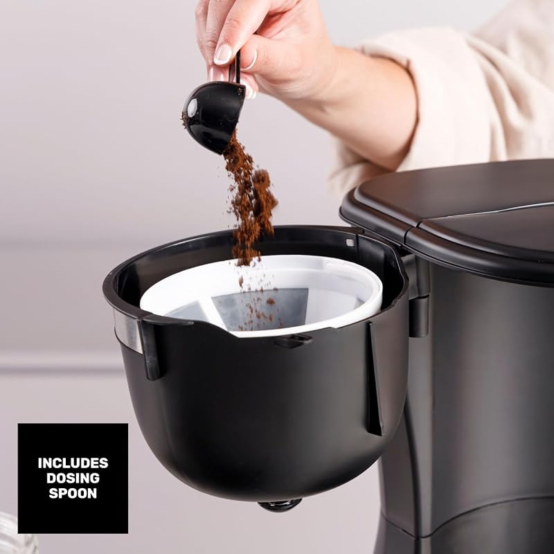 Taurus Verona 6 Drip Cafeteira, 600W, 600 ml, Intense Flavour Tech, Placa de aquecimento, Filtro permanente lavável, Jarro de vidro anti-gotejamento, Design compacto preto mate, BPA Free