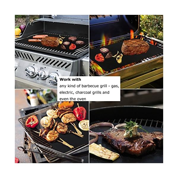 BEEWAY BBQ Grill Mats, Pack of 5 Universal Oven Liners for Bottom of Fan Assisted Ovens - Teflon, Reusable, Washable…