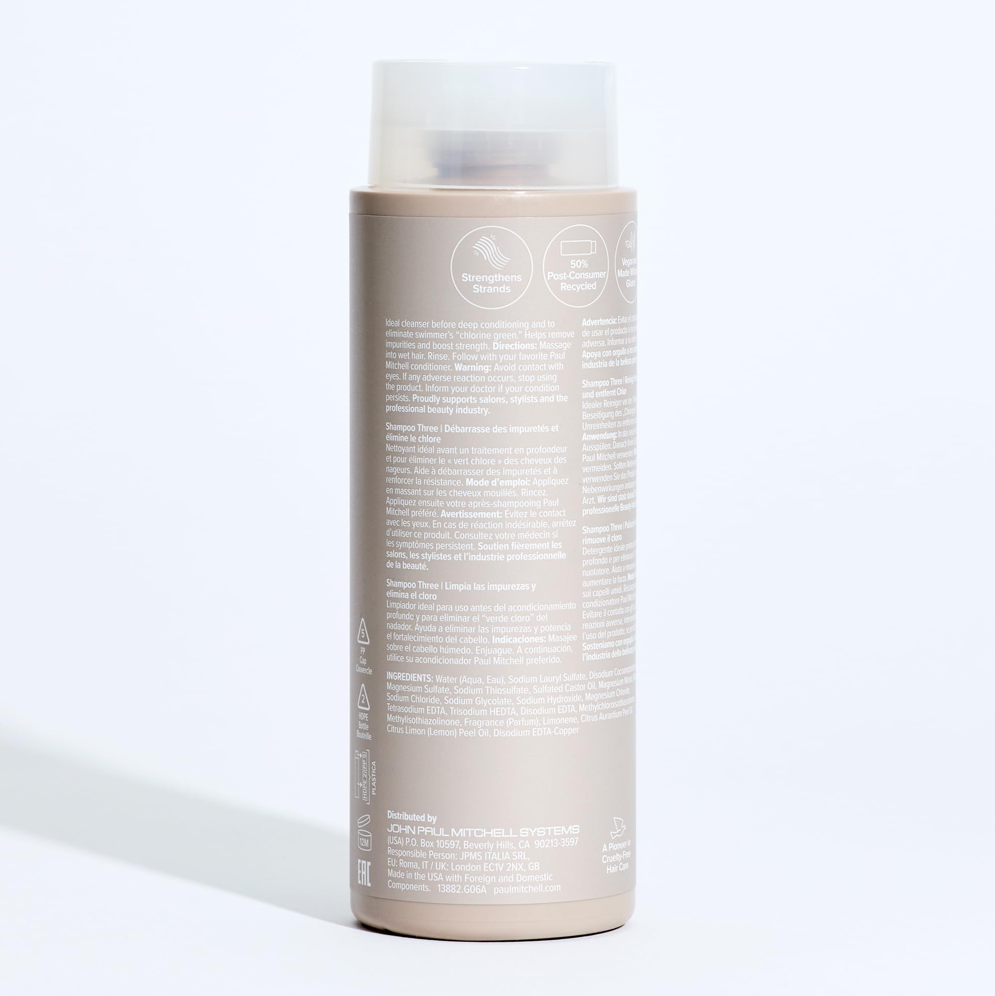 Paul Mitchell Shampoo Three, Clarifying Shampoo, Cleanses Impurities + Removes Chlorine, For All Hair Types, Great For Swimmers
