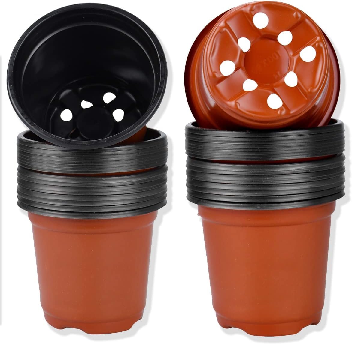 Enenes Plastic Nursery Plant Pots, Flower Seedling Starter Pots for Little Garden Pots to Repot Succulents and Small Plants (9cm 100)