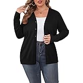 TIANZHU Plus Size Cardigan for Women Button Open Front Long Sleeve V Neck Comfy Lightweight Sweaters XL-4XL