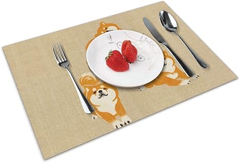 Amazon ランチョンマット 撥水 プレースマット 4枚セット かわいい柴犬 2 防汚 断熱 丸洗い 滑り止め お手入れ簡単 家庭用 レストラン用 45x30 Cm ランチョンマット オンライン通販