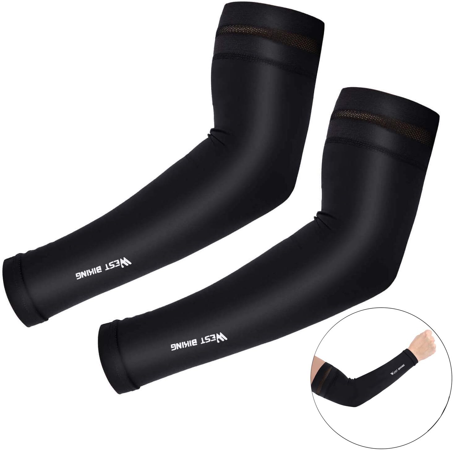 WESTGIRL Cooling Arm Sleeves UV Protection, Breathable Non-slip Long Sun Sleeves Arm Warmers Covers for Men Women, Perfect for Cycling Driving Running Basketball Football Golf, 1 Pair